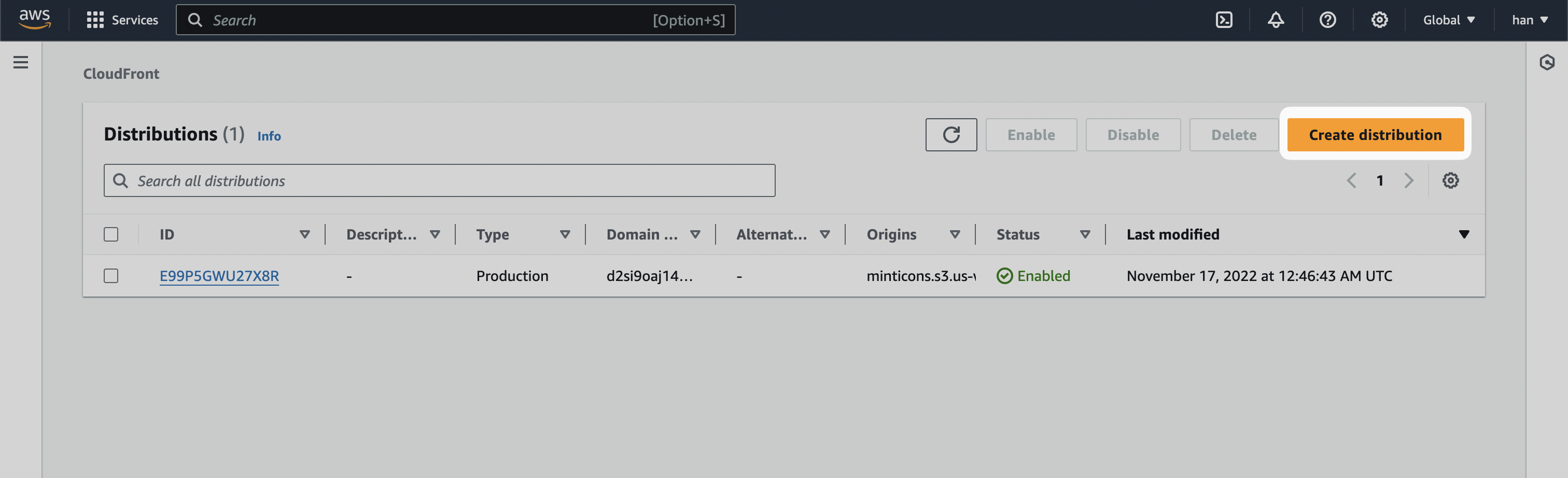 Create CloudFront Distribution