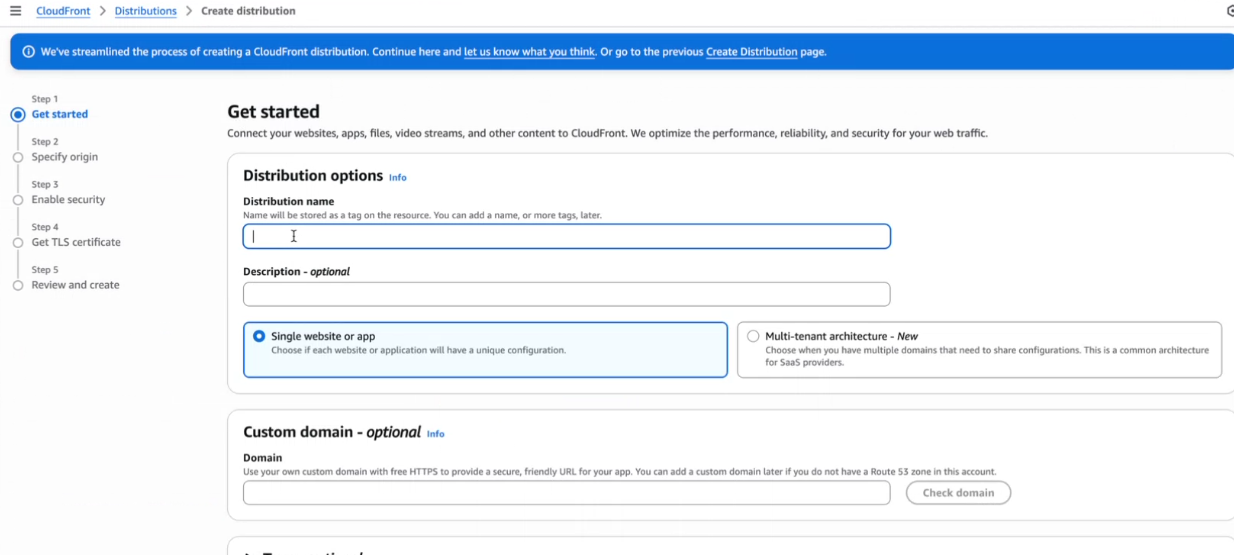 Create CloudFront Distribution