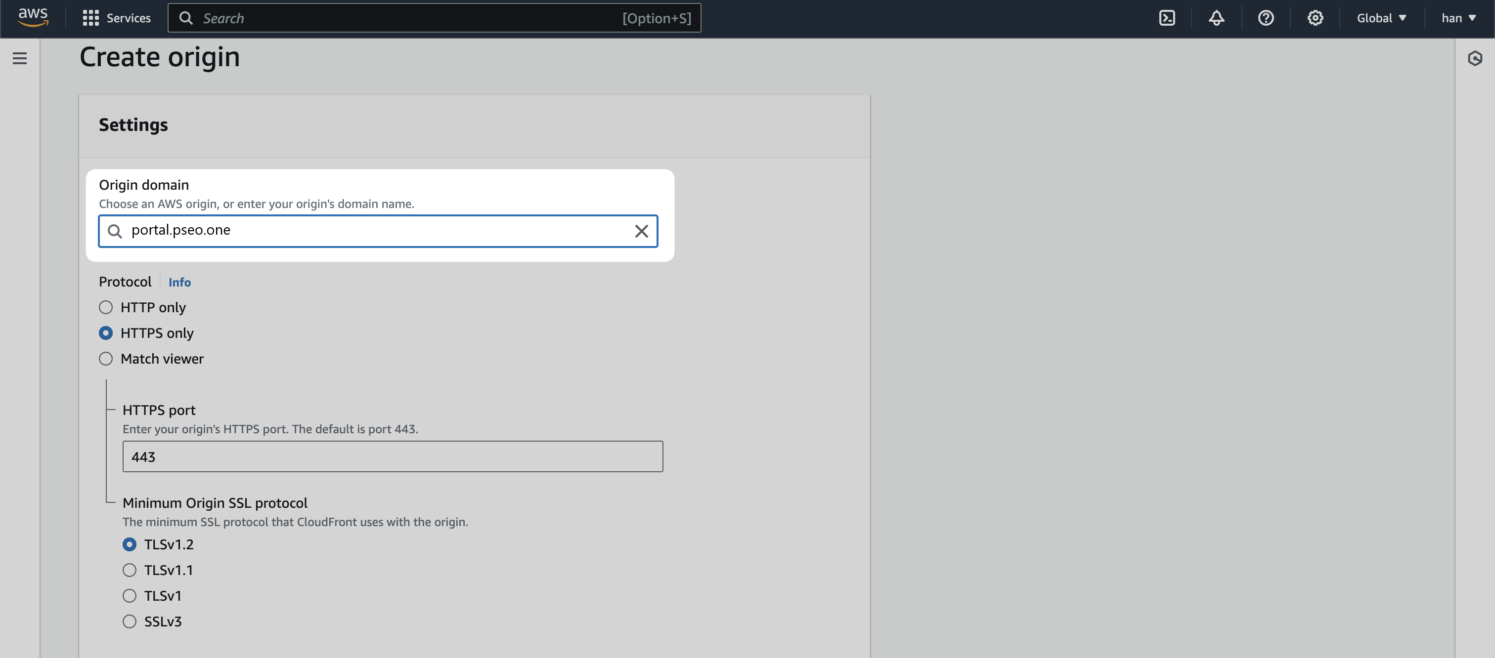 Default Origin Setup