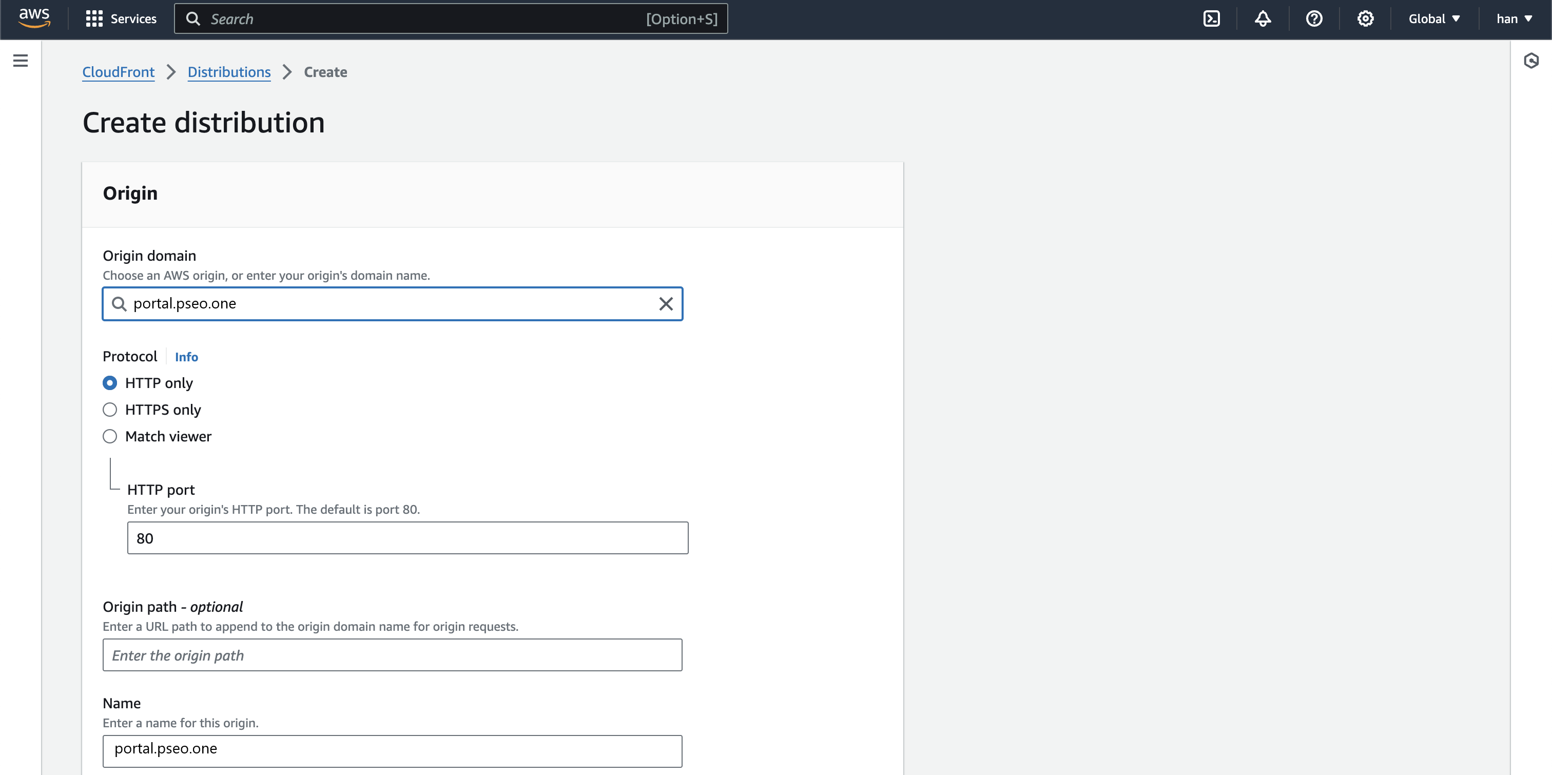 Origin Name Configuration