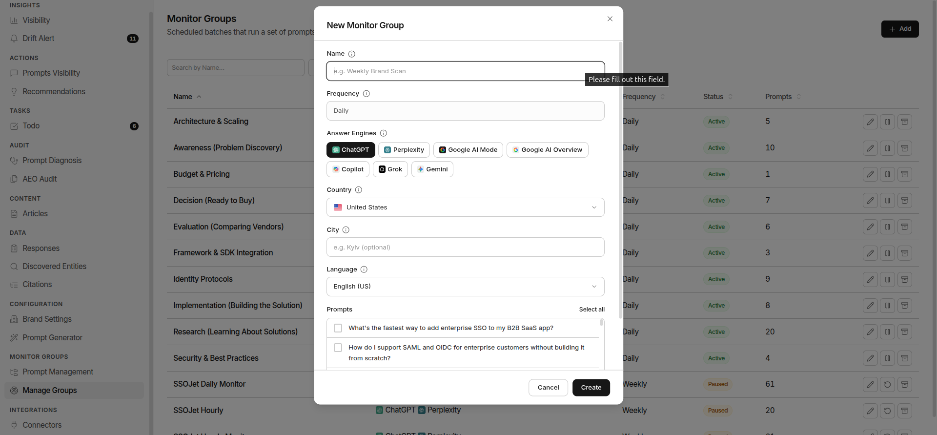 Create Monitor Group
